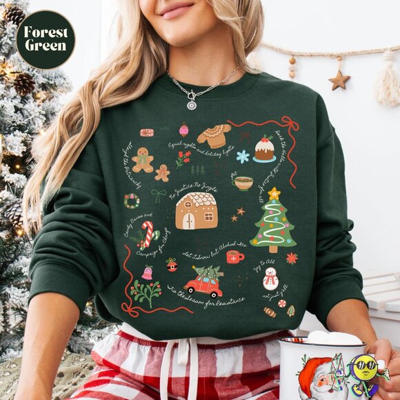 Doodle Christmas Liberal Values Political Protest Sweatshirt 141 - Picture 1 of 5